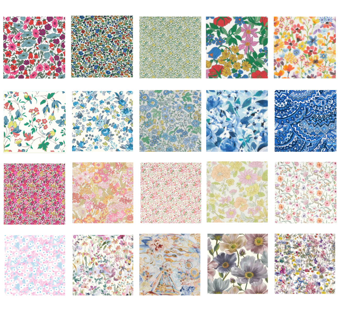 Liberty Tana lawn 20, 5" x 6" - 12cm x 15cm cotton fabric Pack 2S