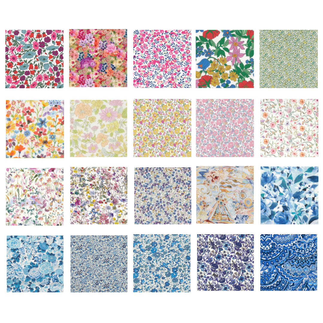 Liberty Tana lawn 20, 5" x 6" - 12cm x 15cm cotton fabric Pack 2U