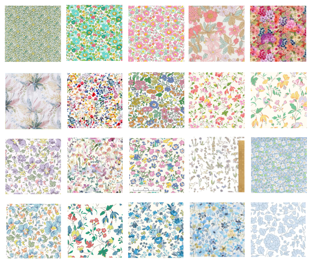 Liberty Tana lawn 20, 5" x 6" - 12cm x 15cm cotton fabric Pack K2