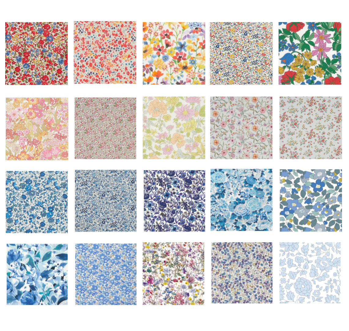 Liberty Tana lawn 20, 5" x 6" - 12cm x 15cm cotton fabric Pack N2