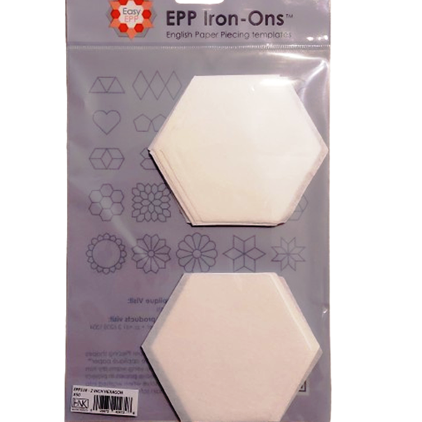 Hexagons 2", 50 fusible iron on papers for EPP English Paper Piecing Hugs n Kisses