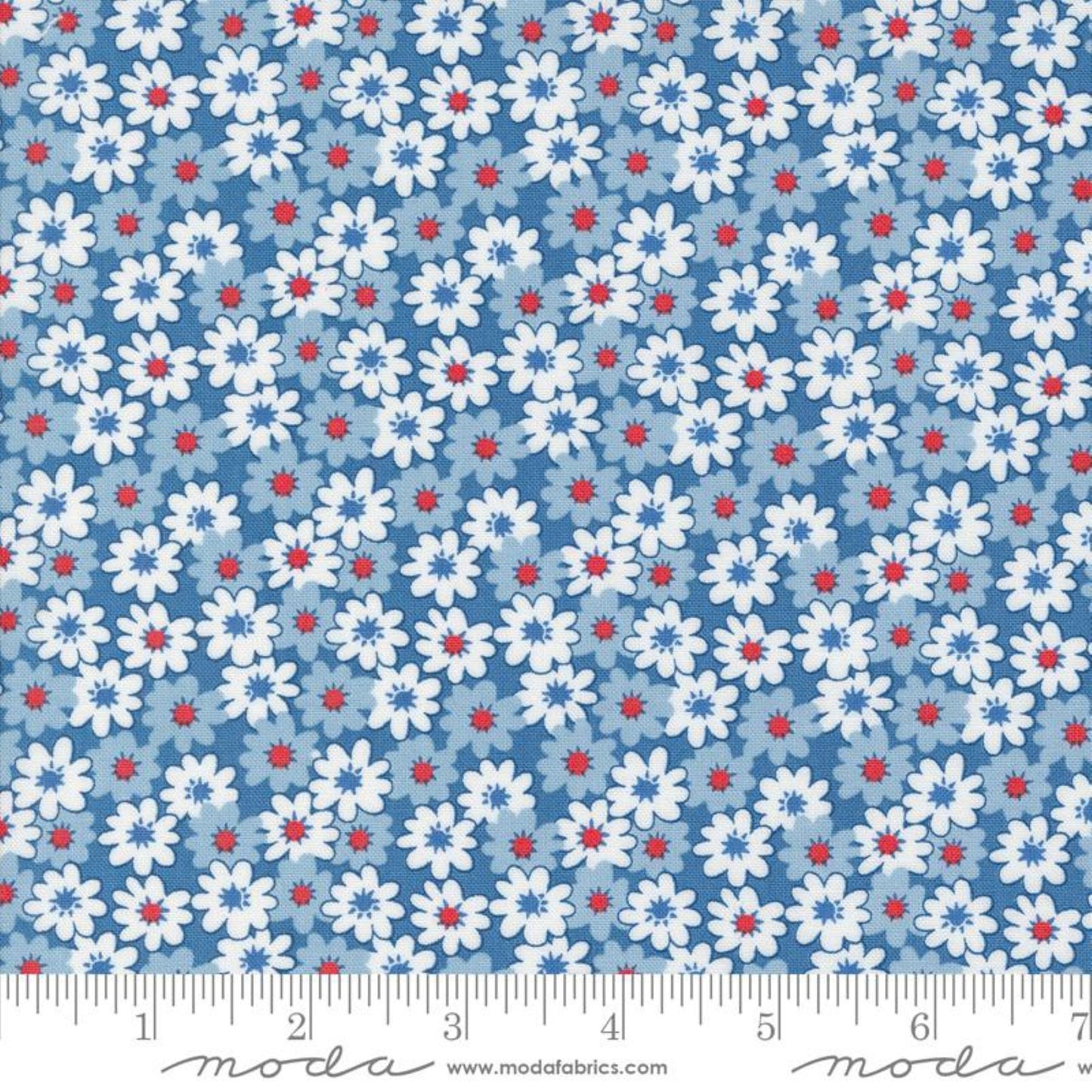 Moda 30s Playtime 5 Fat 16ths 25cm x 26cm (10 x 10.5") cotton quilt fabric Blue