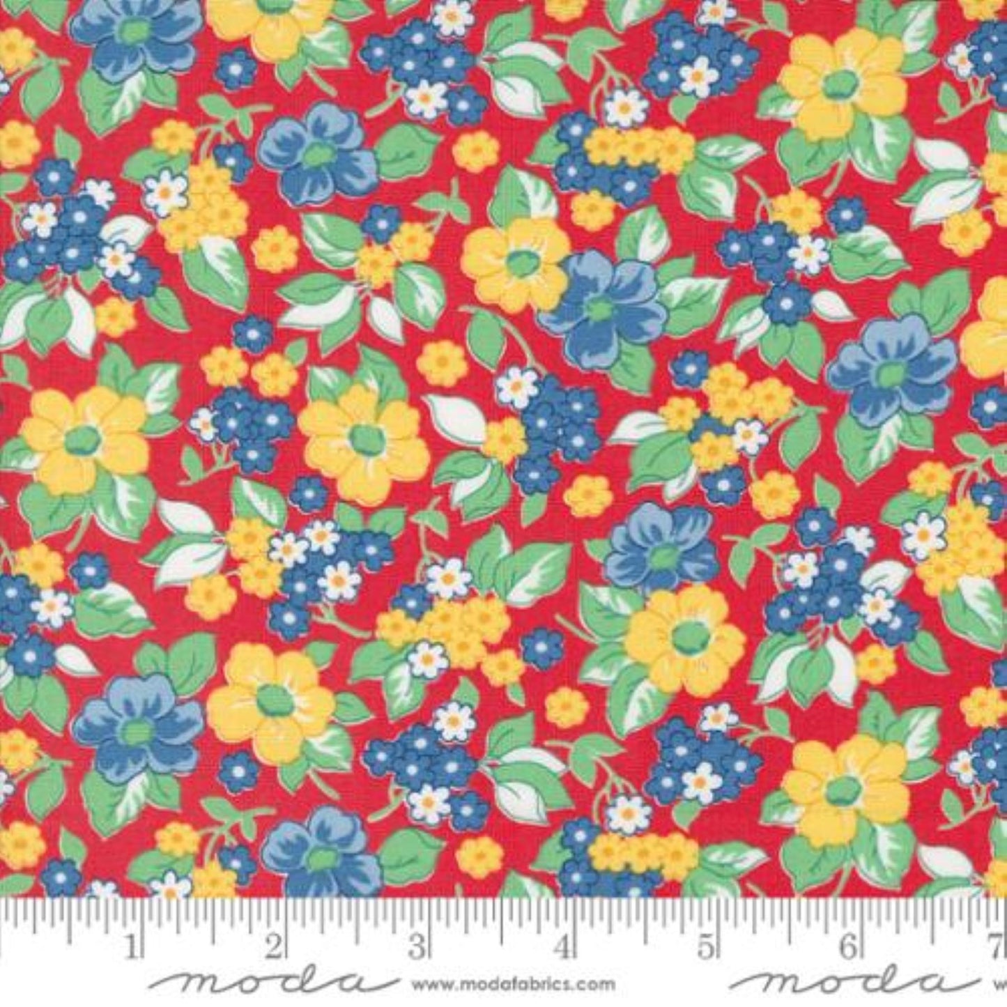 Moda 30s Playtime 5 Fat 16ths 25cm x 26cm (10 x 10.5") cotton quilt fabric Blue