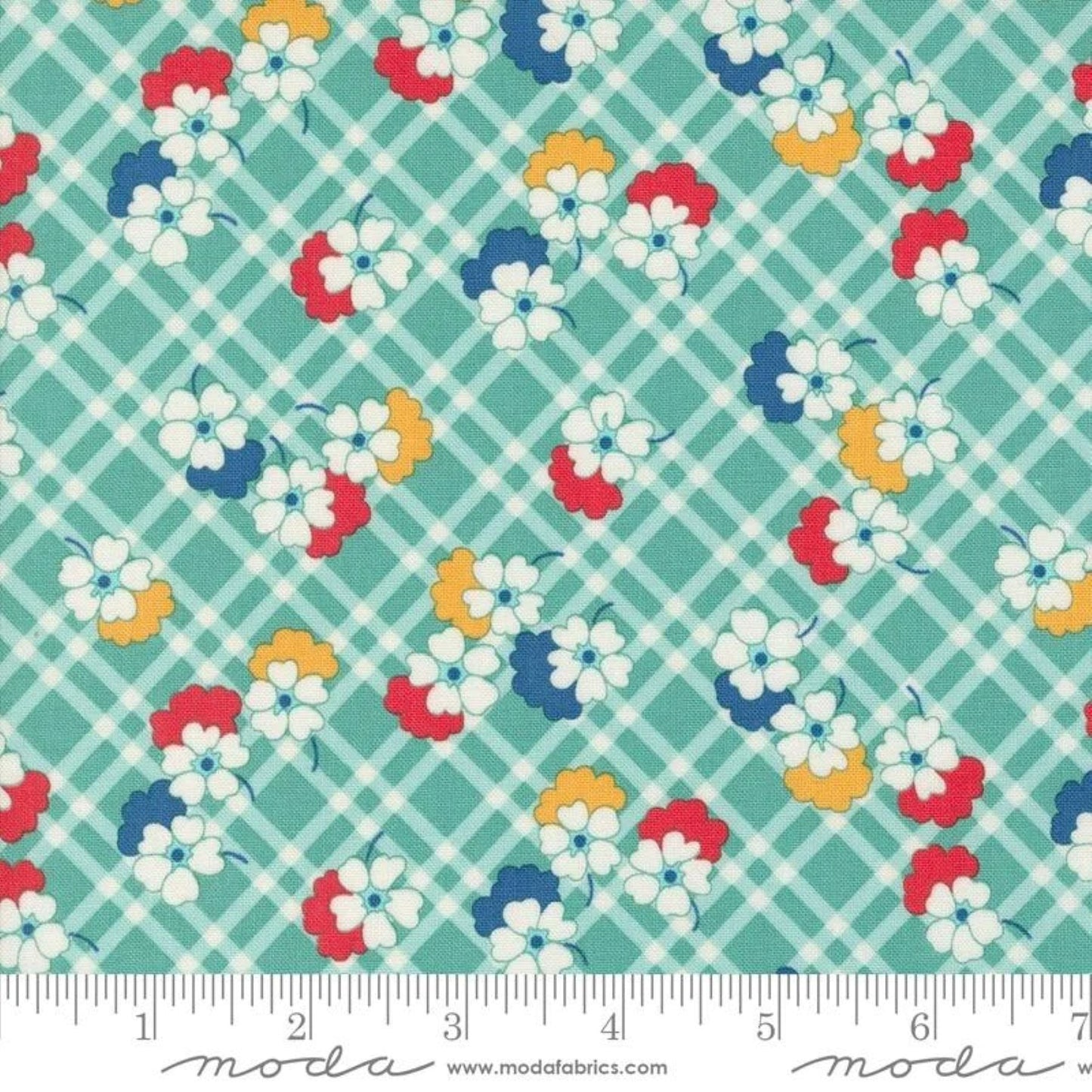Moda 30s Playtime 5 Fat 16ths 25cm x 26cm (10 x 10.5") cotton quilt fabric Blue