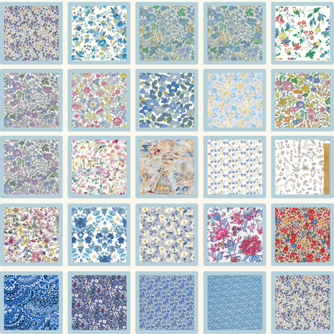 Liberty Tana lawn 50, 2.5" squares small florals cotton fabric Pack 2G