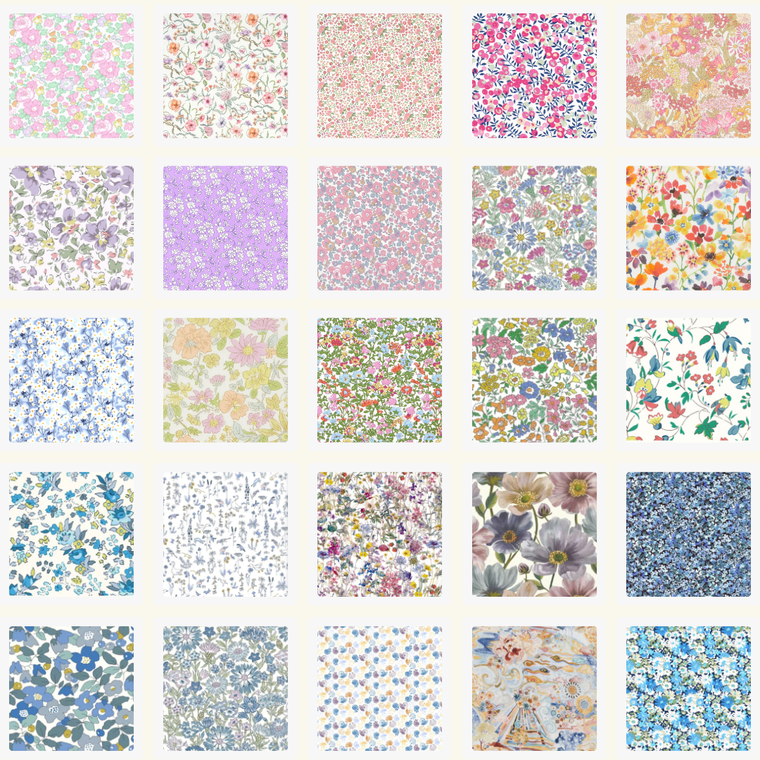 Liberty Tana lawn 50, 2.5" squares small florals cotton fabric Pack 2N