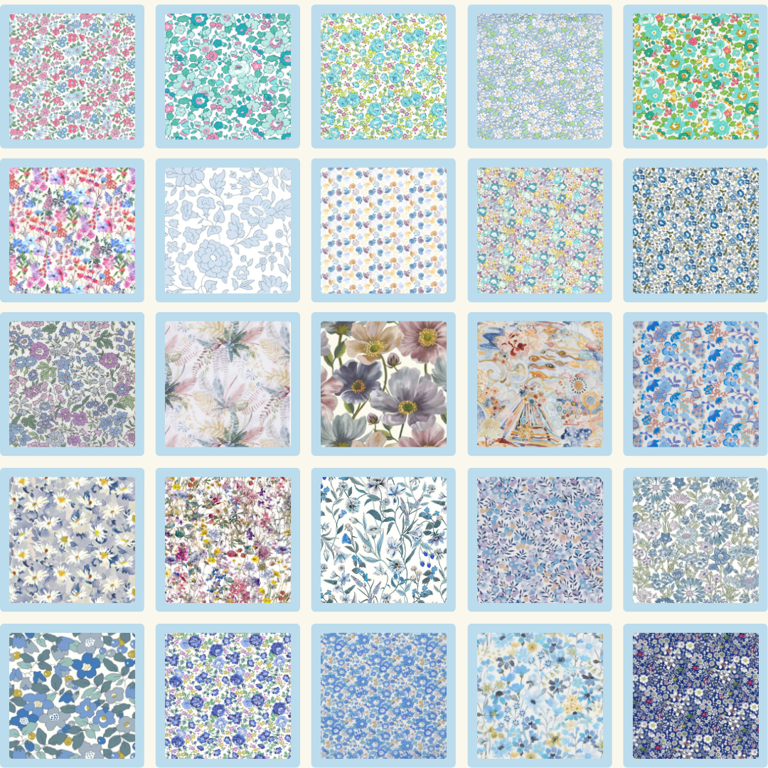 Liberty Tana lawn 50, 2.5" squares small florals cotton fabric Pack A8
