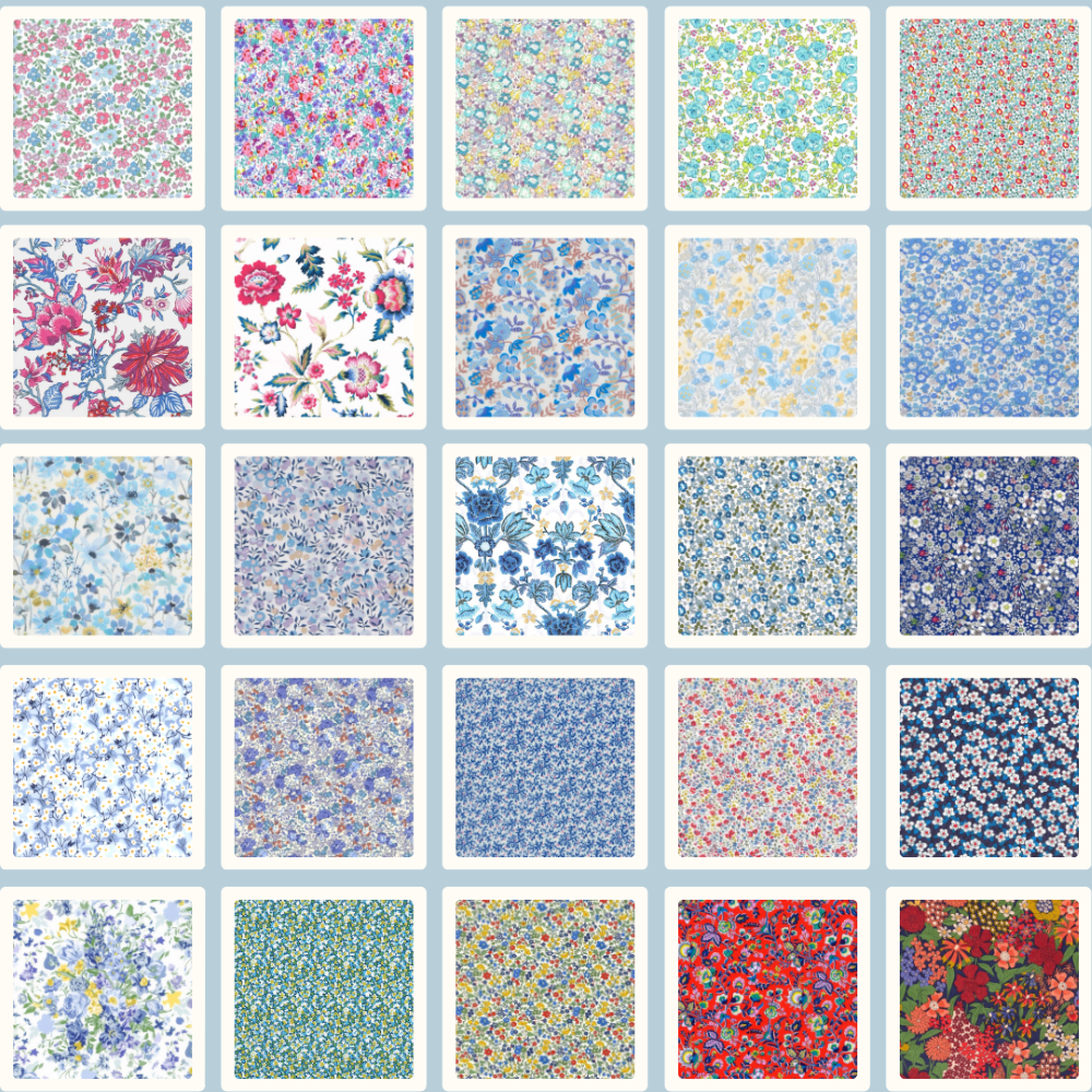 Liberty Tana lawn 50, 2.5" squares small florals cotton fabric Pack 24