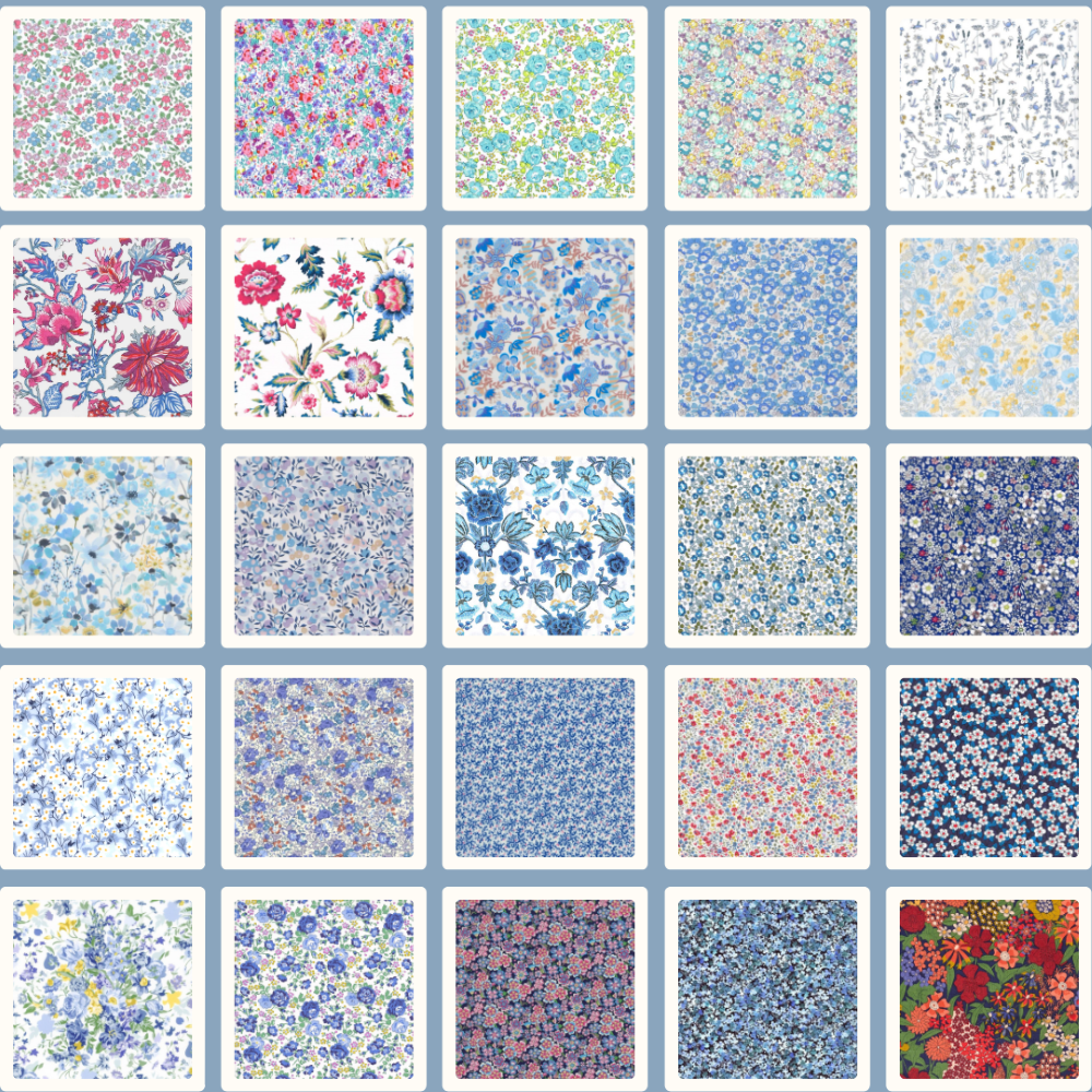 Liberty Tana lawn 50, 2.5" squares small florals cotton fabric Pack 26
