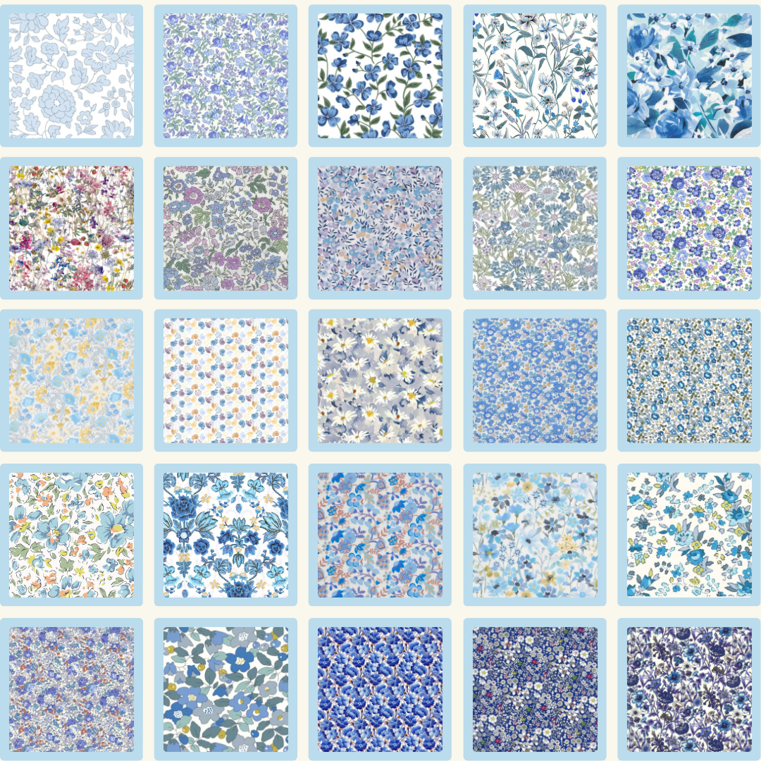 Liberty Tana lawn 50, 2.5" squares small florals cotton fabric Pack A6