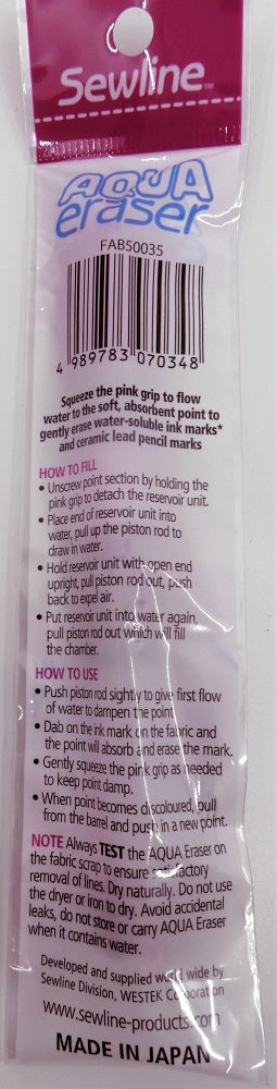 Sewline aqua eraser pen - erase ink marks lines from fabric