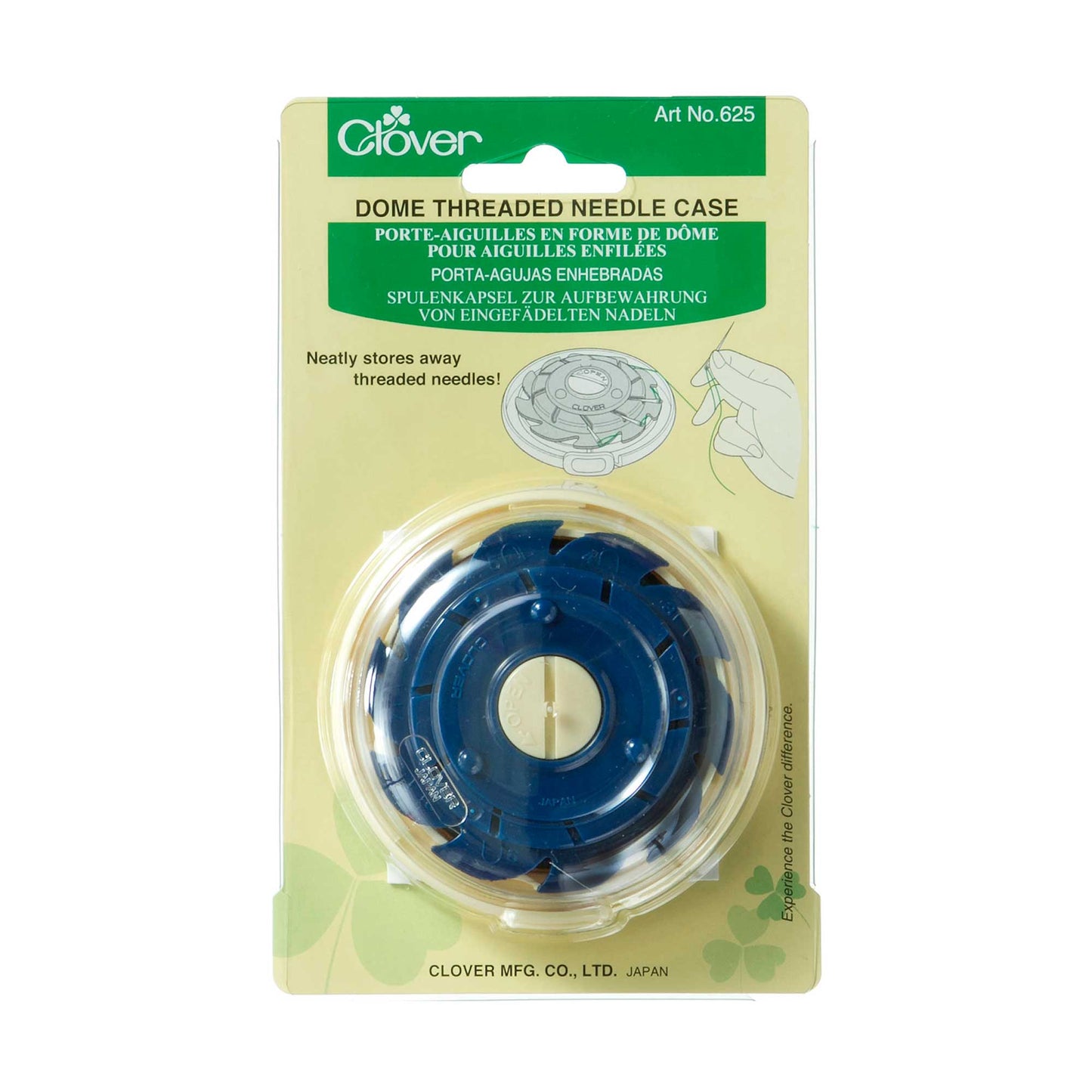 Clover dome threaded needle case store up to 10 hand sewing needles