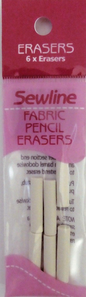 Sewline fabric pencil erasers pack of 6 refills