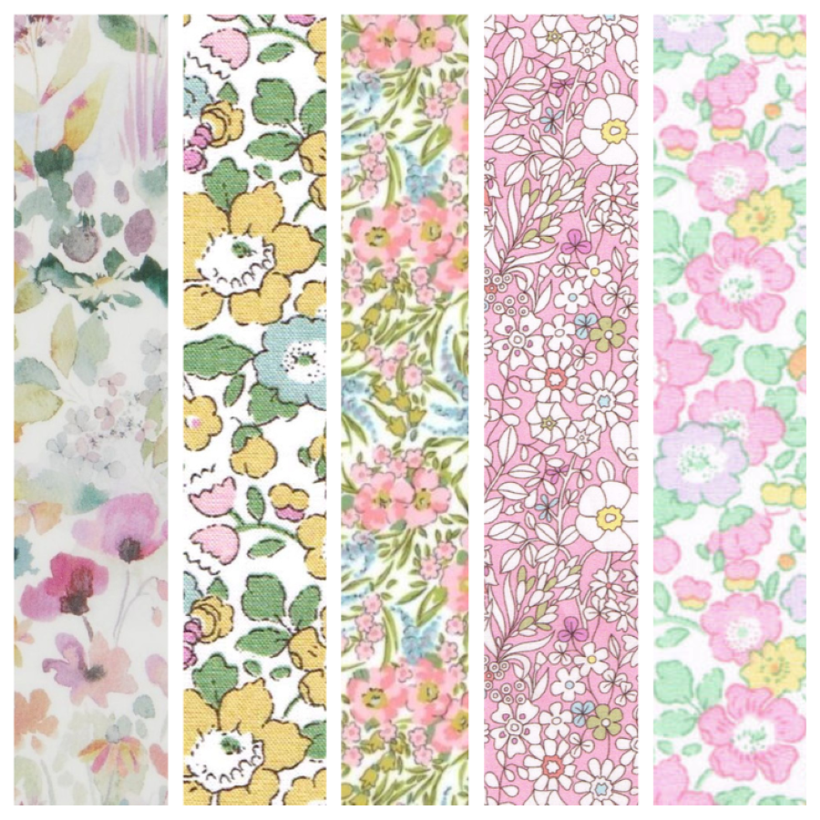 Liberty Tana lawn 5 Fat 16's, 10" x 13" - 25cm x 33cm cotton fabric Bundle J3