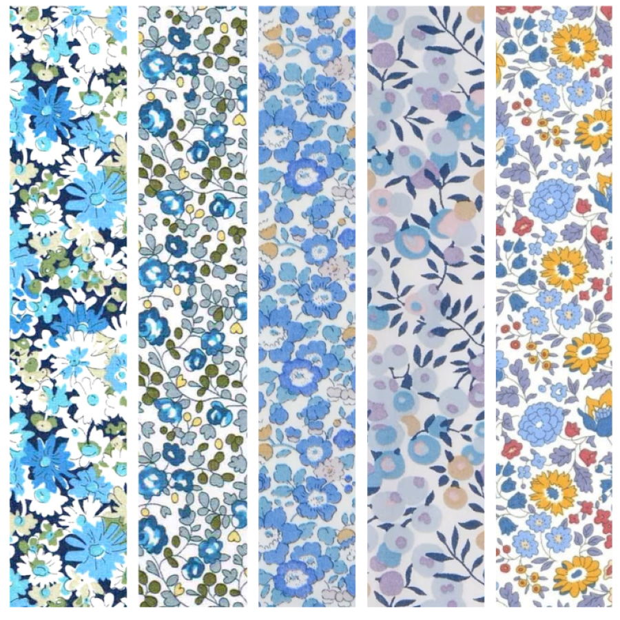 Liberty Tana lawn 5 Fat 16's, 10" x 13" - 25cm x 33cm cotton fabric Bundle K3