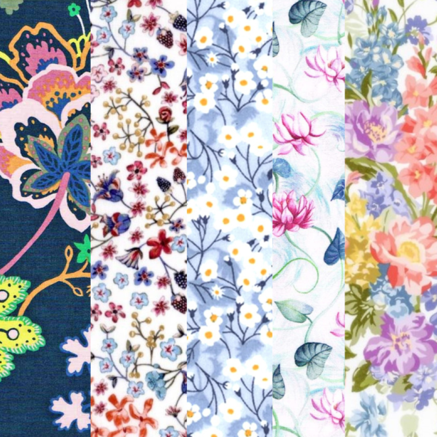 Liberty Tana lawn 5 Fat 16's, 10" x 13" - 25cm x 33cm cotton fabric Bundle W2