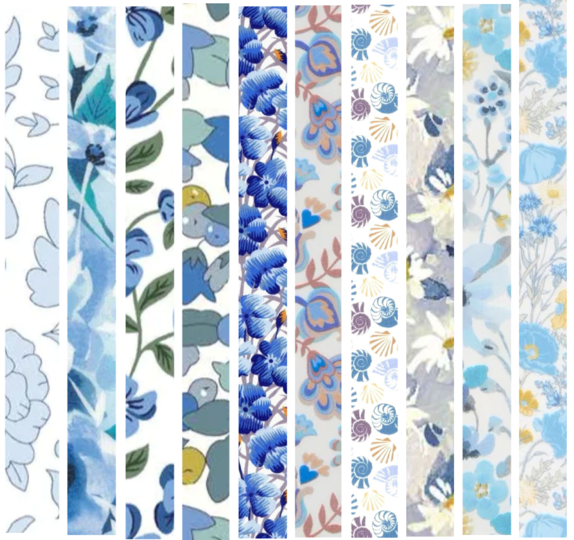 Liberty Tana lawn 10 Fat 32's, 6" x 10" - 15cm x 25cm cotton fabric Pack I4