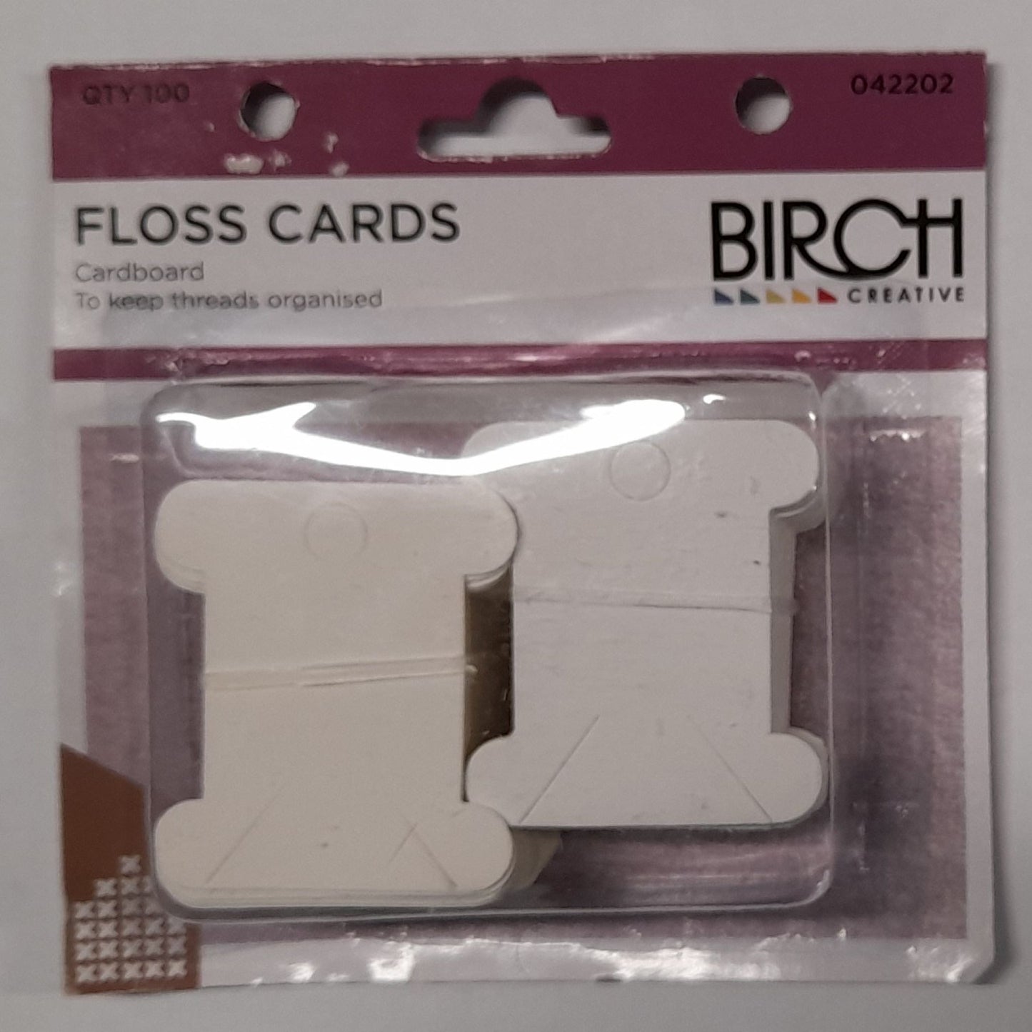 Floss Cards - 100 cardboard floss bobbins for embroidery threads - Birch