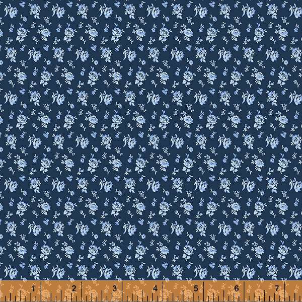 Harpersfield navy blue green yellow florals 4 Fat Quarters cotton quilt fabric Windham