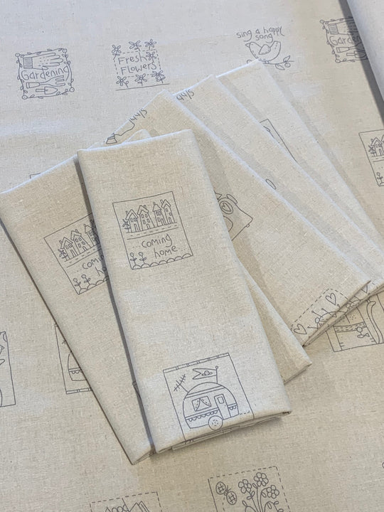 Heartstrings 30 pre-printed designs cotton linen fabric stitchery panel The Birdhouse designs