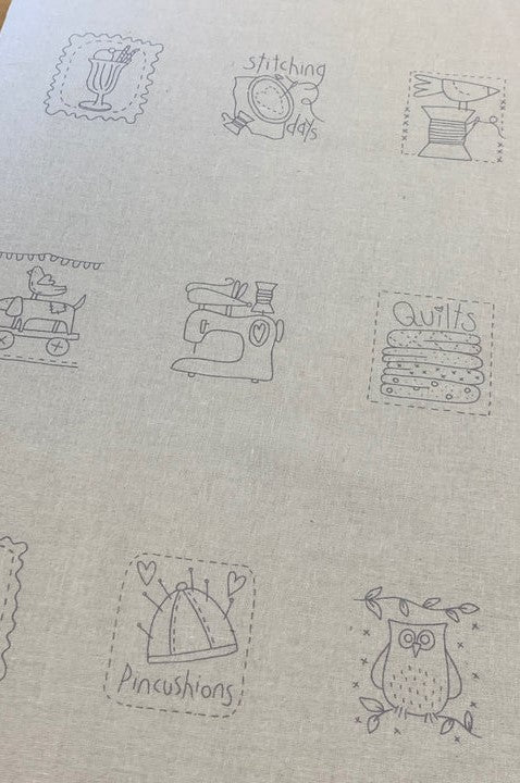 Heartstrings 30 pre-printed designs cotton linen fabric stitchery panel The Birdhouse designs