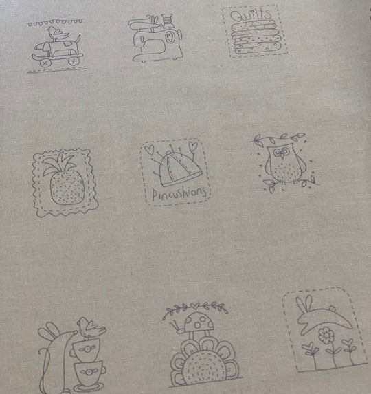 Heartstrings 30 pre-printed designs cotton linen fabric stitchery panel The Birdhouse designs