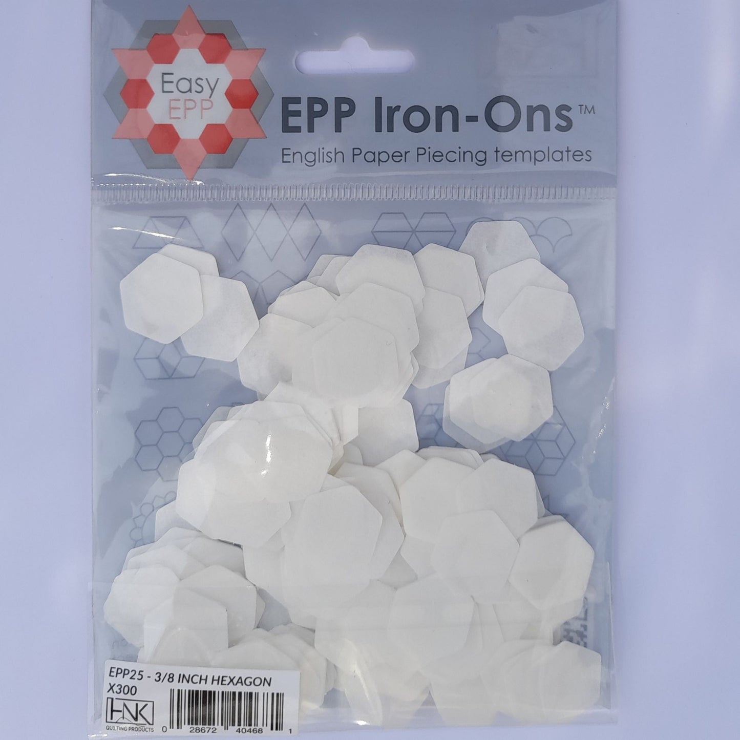 Hexagons 3/8" fusible papers iron-ons for EPP English Paper Piecing Hugs n Kisses