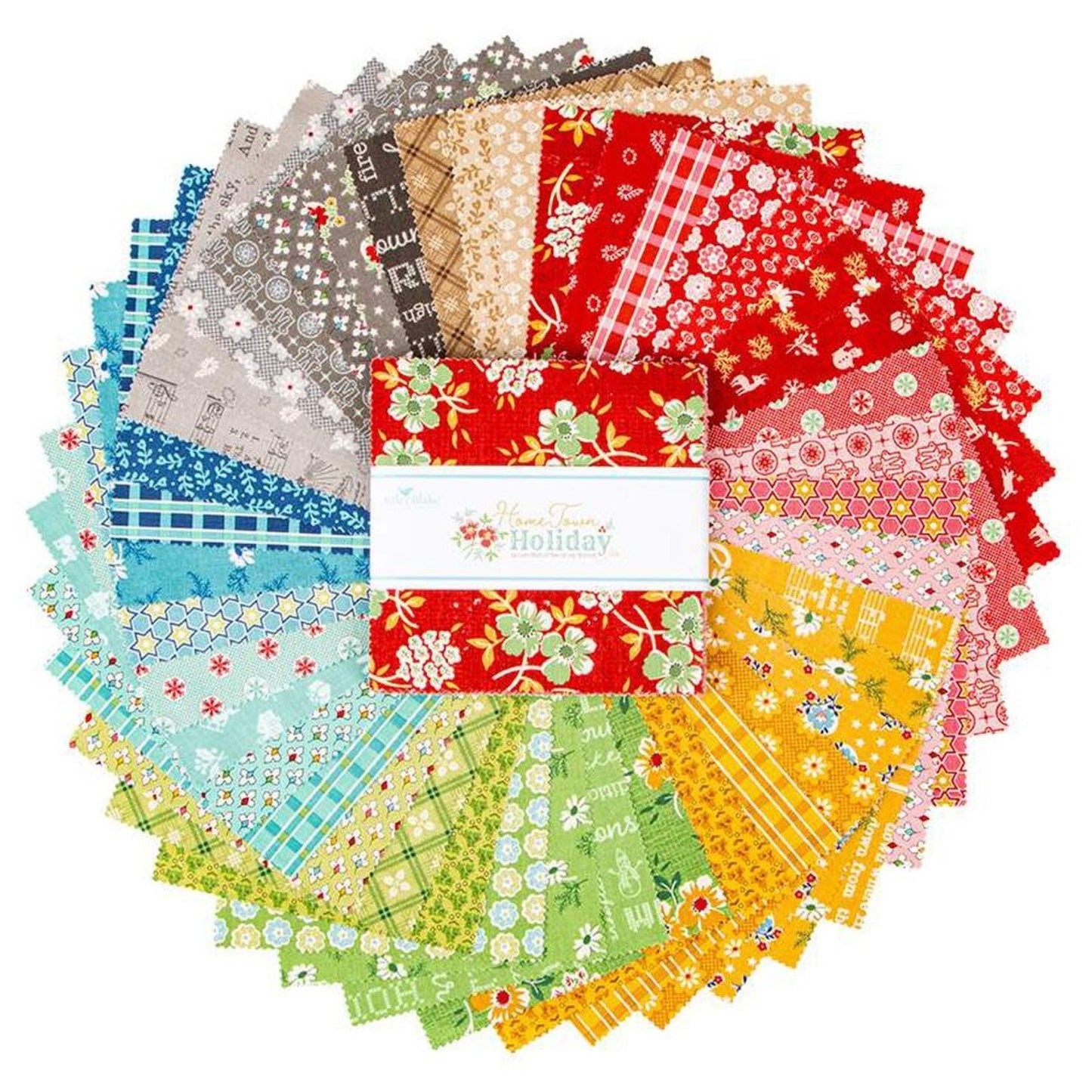 Home Town Holiday Christmas Lori Holt Riley Blake 42, 5" Squares precut cotton quilt fabric