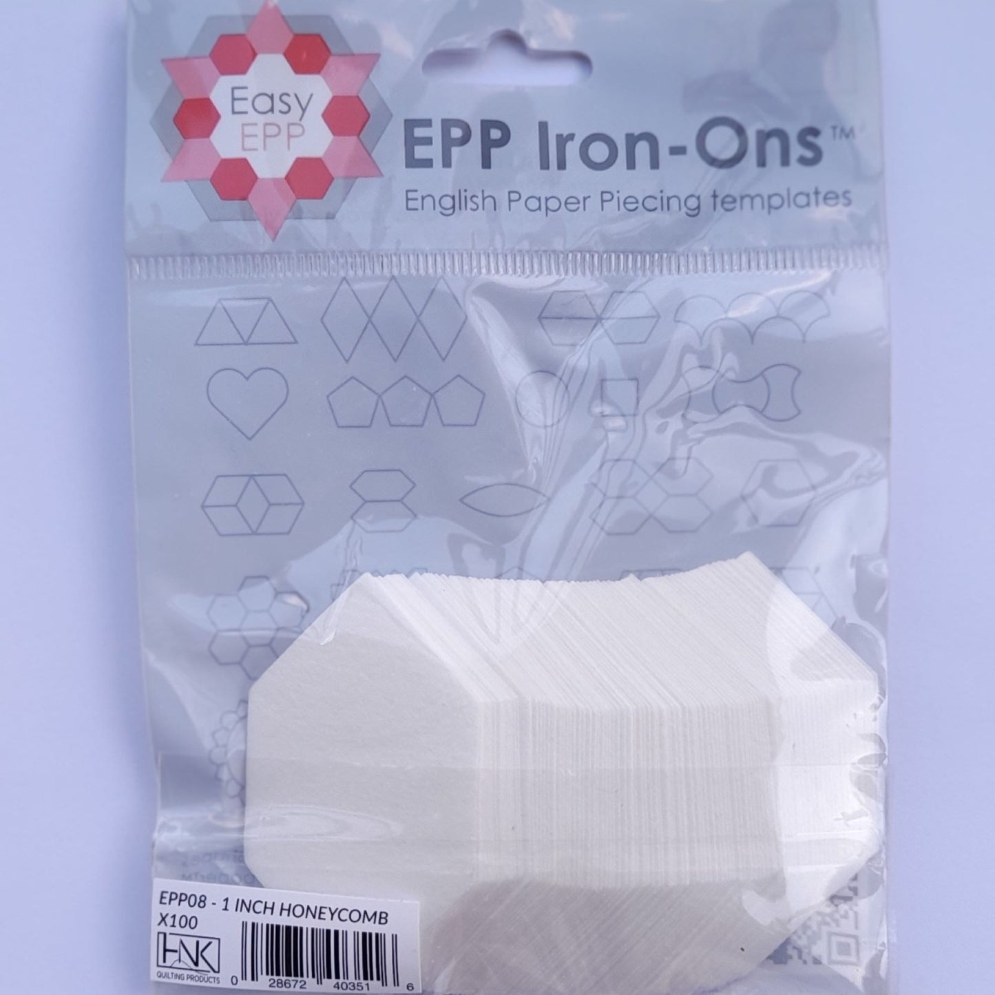 Honeycombs 1", 100 fusible iron on papers for EPP English Paper Piecing Hugs n Kisses