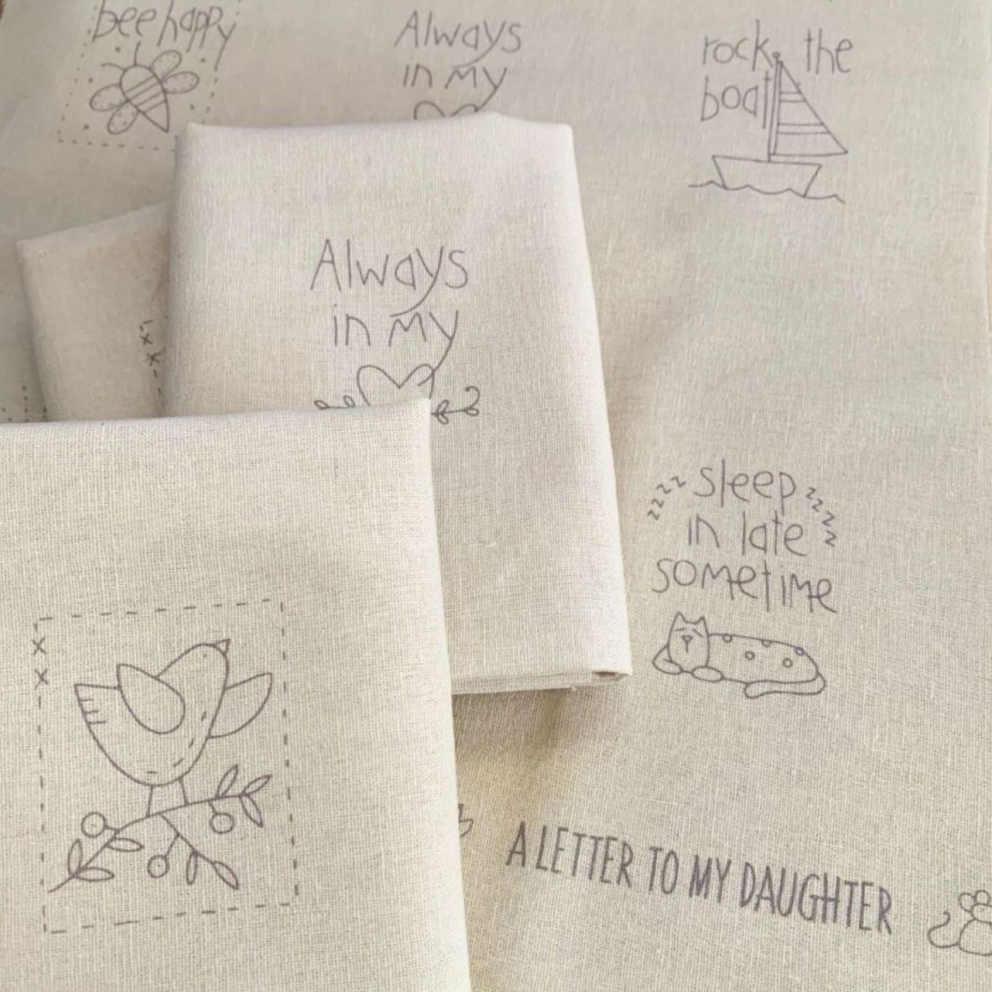 Letter to My Daughter preprinted stitchery embroidery panel Natalie Bird designs