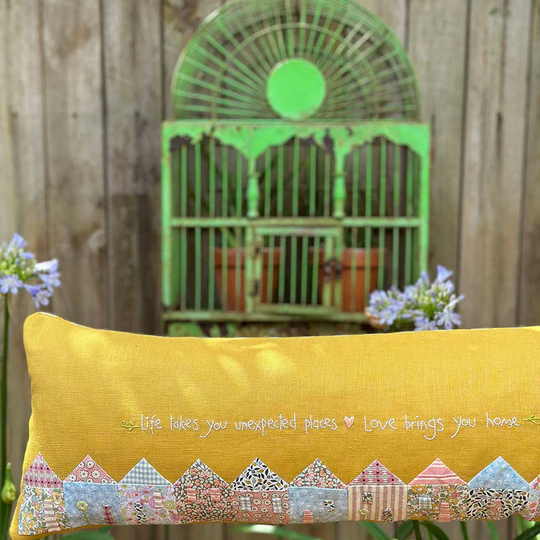Love Brings You Home embroidered and EPP cushion Birdhouse paper pattern
