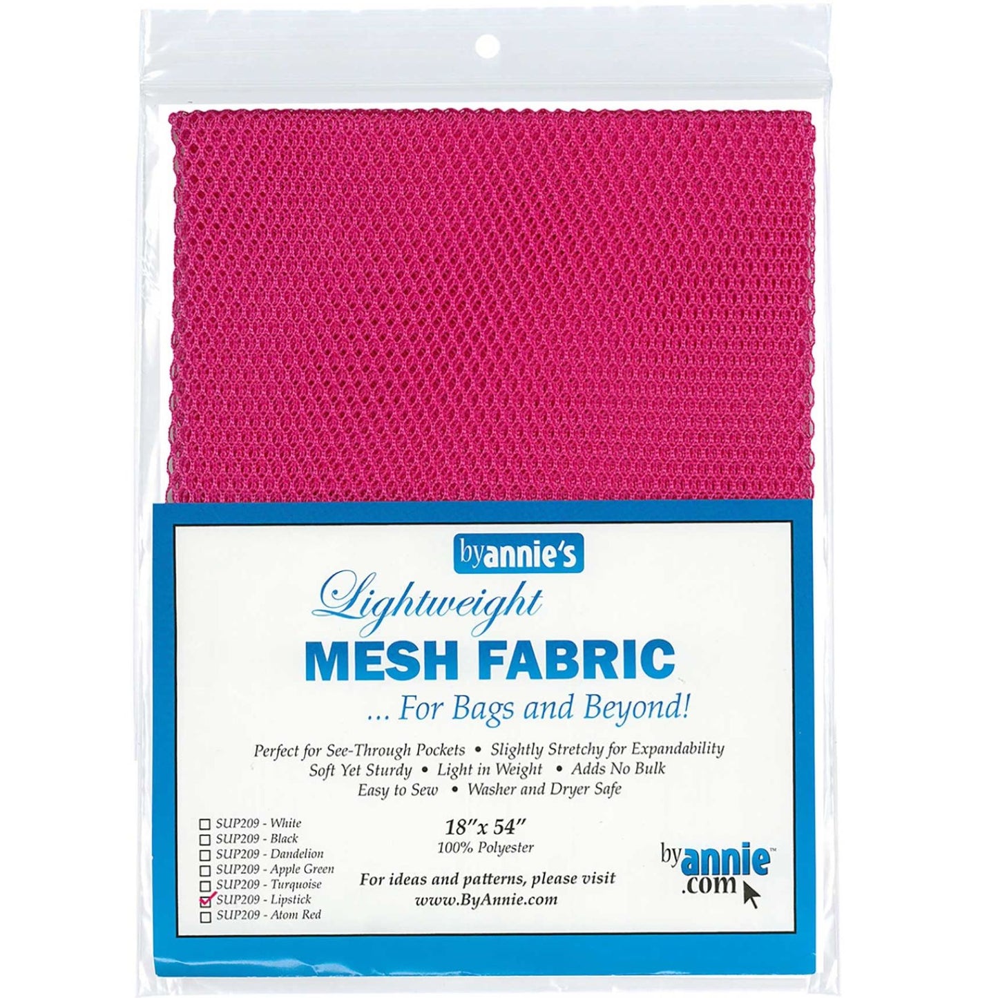 Mesh fabric Lipstick pink for bags pockets etc 18" x 54" (45 x 137cm) ByAnnie