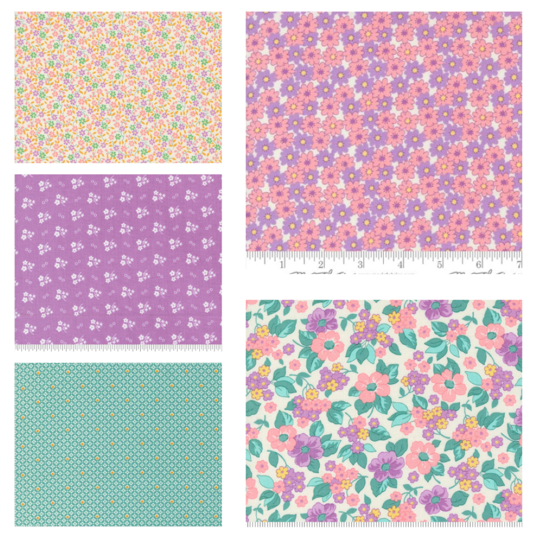 Moda 30s Playtime 5 Fat 16ths 25cm x 26cm (10 x 10.5") cotton quilt fabric Lilac