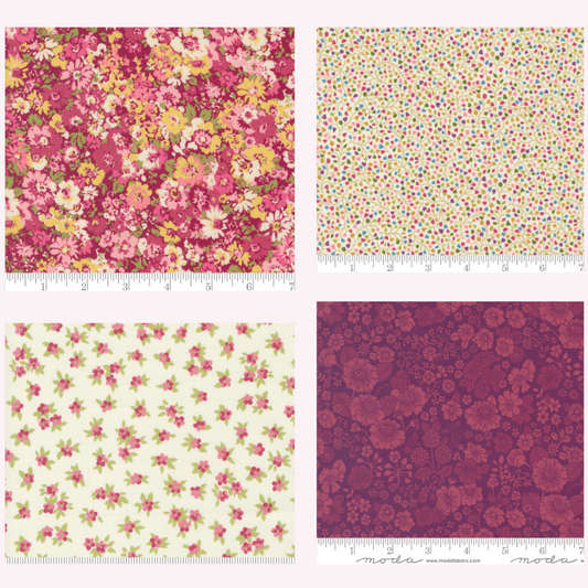 Moda Chelsea Garden 4 Fat 16ths 25cm x 26cm (10 x 10.5") cotton quilt fabric