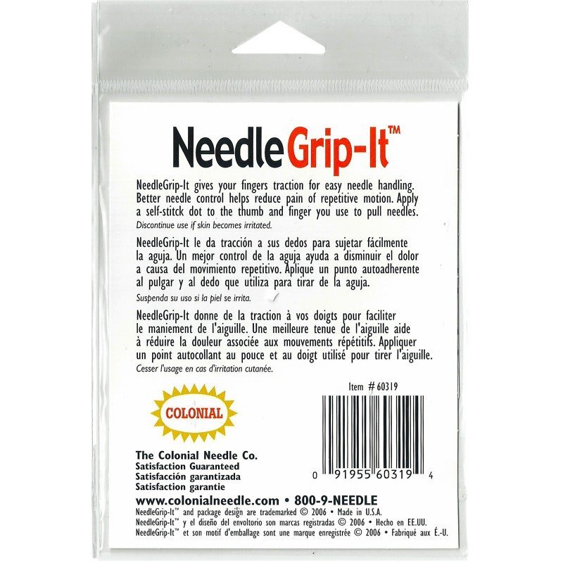 Needle Grip It - flexible, self-adhesive finger dots for easier to use sewing, embroidery needles