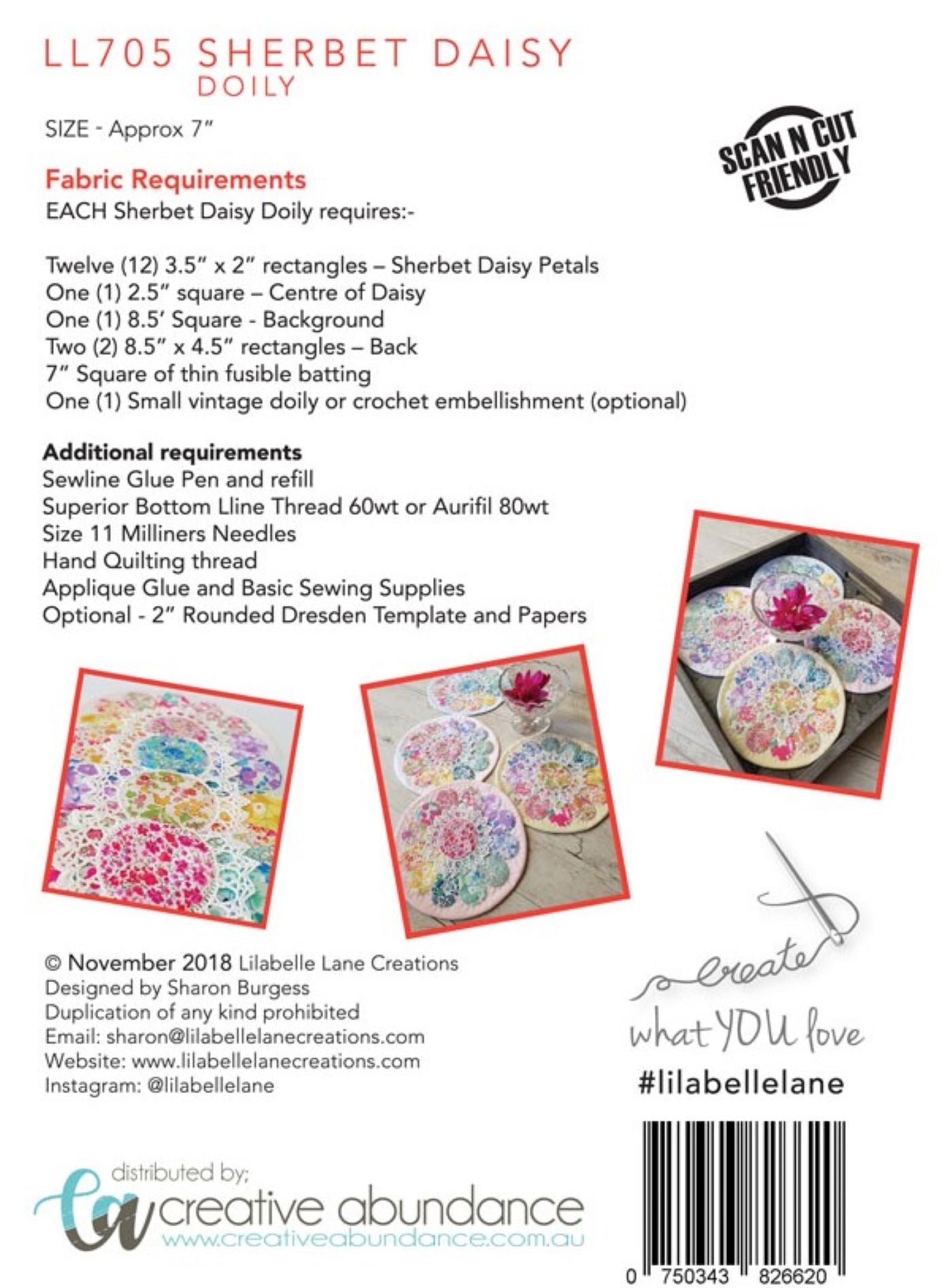 Sherbet Daisy Doily Creative Card Lilabelle Lane English Paper Piecing pattern