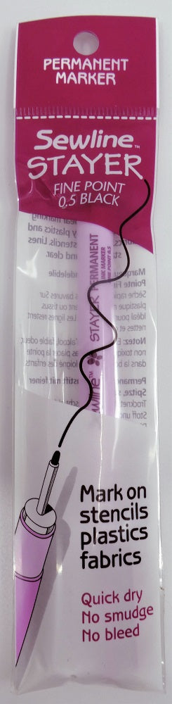 Sewline Stayer fine point 0.5 black permanent marker - fabric or plastic marking pen