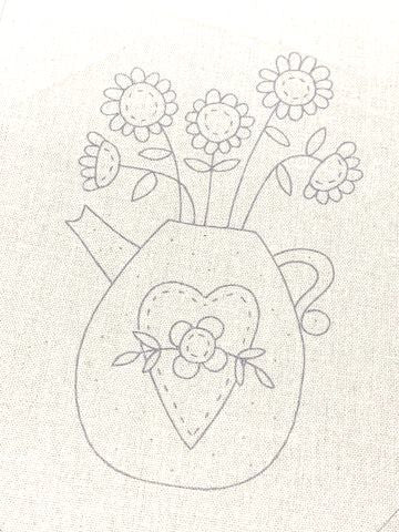 Sunny Days Bunting pre-printed cotton linen stitchery panel The Birdhouse designs