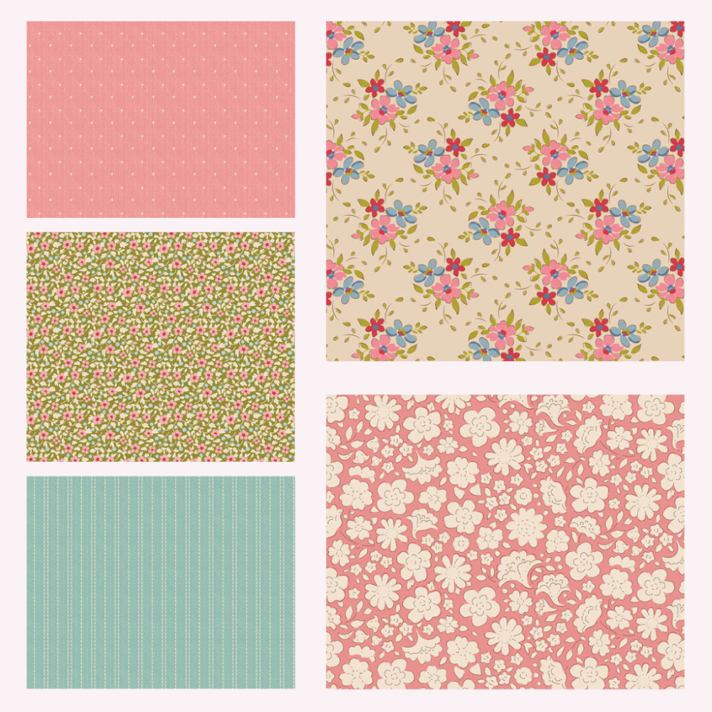 Tilda Creating Memories Spring 5 Fat 16ths cotton quilt fabric - Pack E