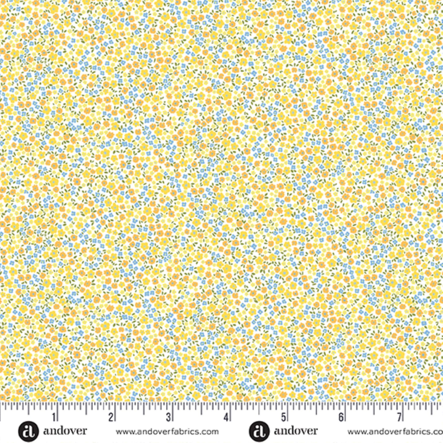 Country Cuttings florals yellow blue bundle - 6 Fat Quarters cotton quilt fabric by Makower UK