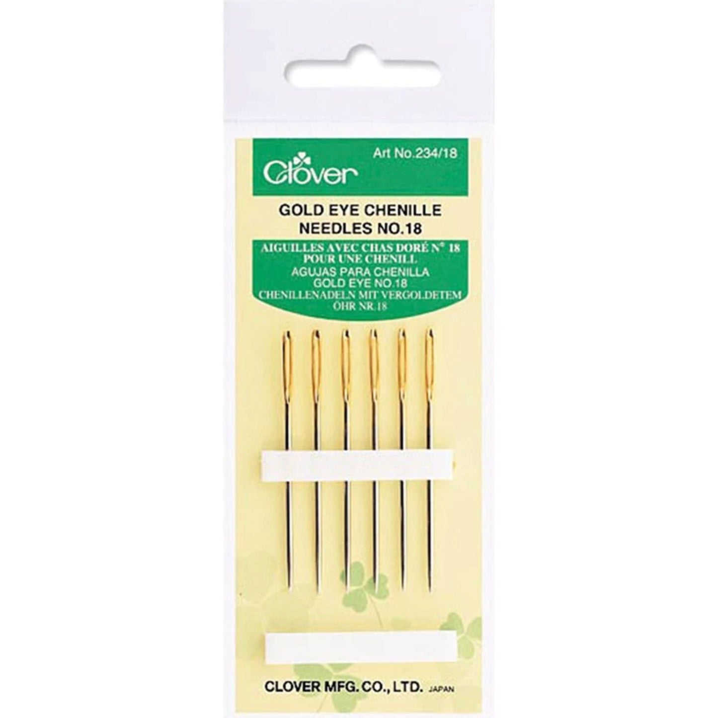 Clover gold eye Chenille needles size no 18 for stitching yarn and ribbon