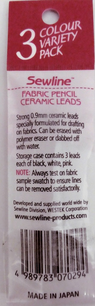 Sewline ceramic leads 0.9mm refills for fabric pencil - 3 Colour Variety pack