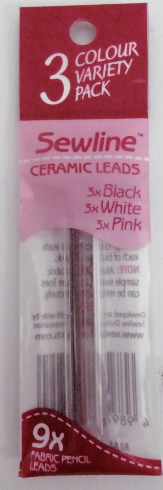 Sewline ceramic leads 0.9mm refills for fabric pencil - 3 Colour Variety pack