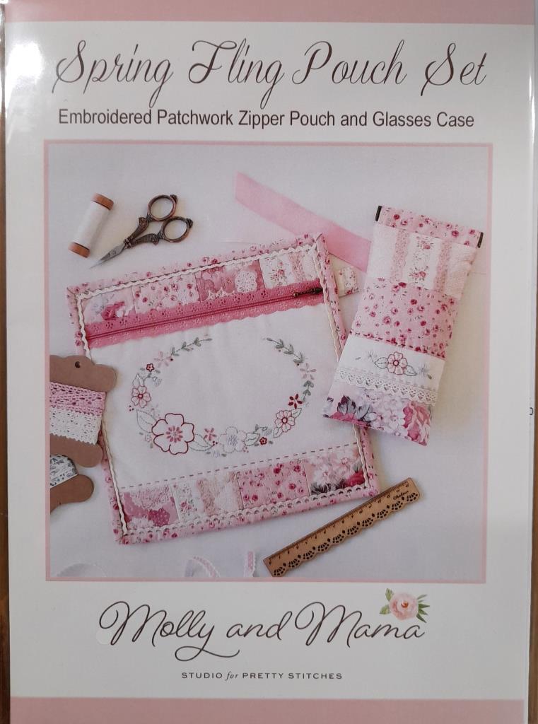 Spring Fling embroidered pouch & glasses case Molly & Mama pattern