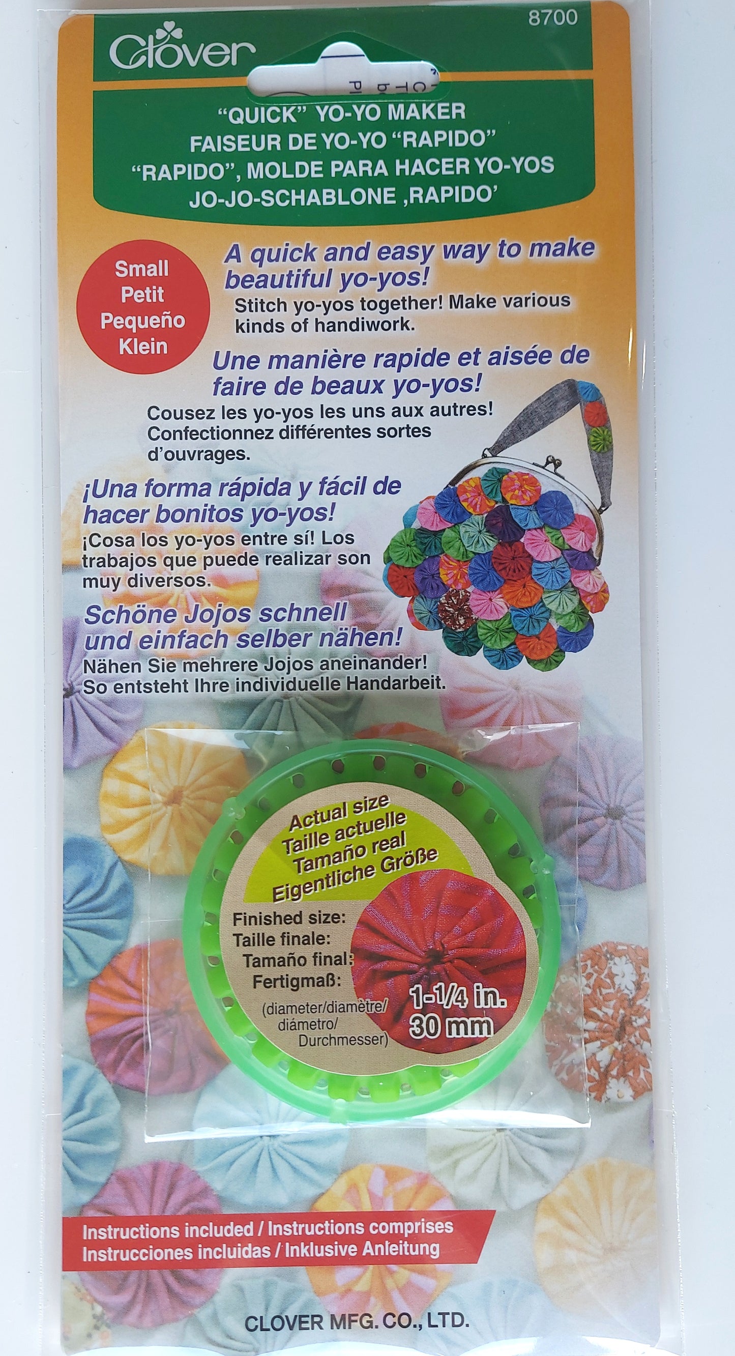 Clover quick Yo Yo Maker small 1 & 1/4" (30mm) Yoyo's for bags quilts crafts etc