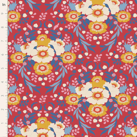 Tilda Jubilee anemone red floral cotton quilt fabric by the fat quarter