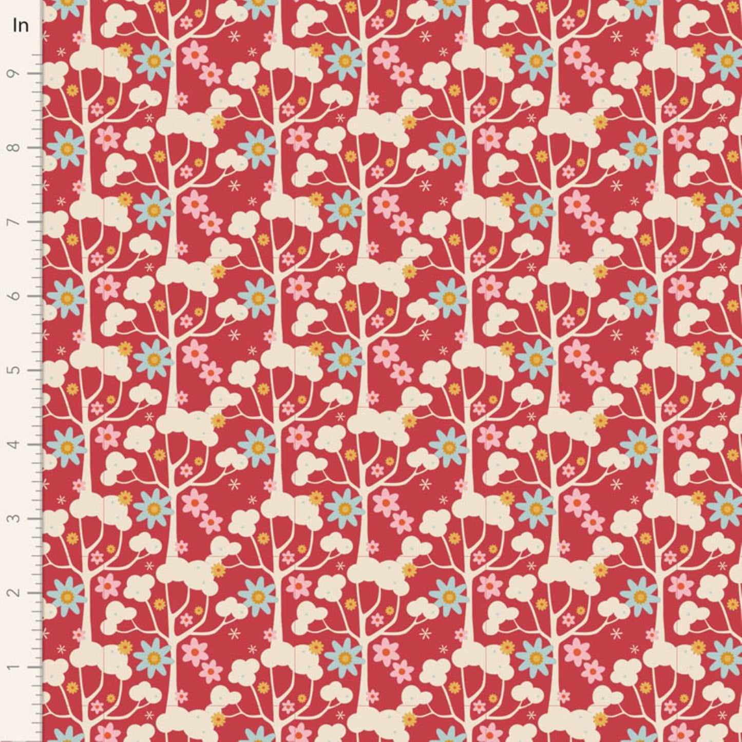Tilda Jubilee Wildgarden red floral trees cotton quilt fabric by the FQ + MORE