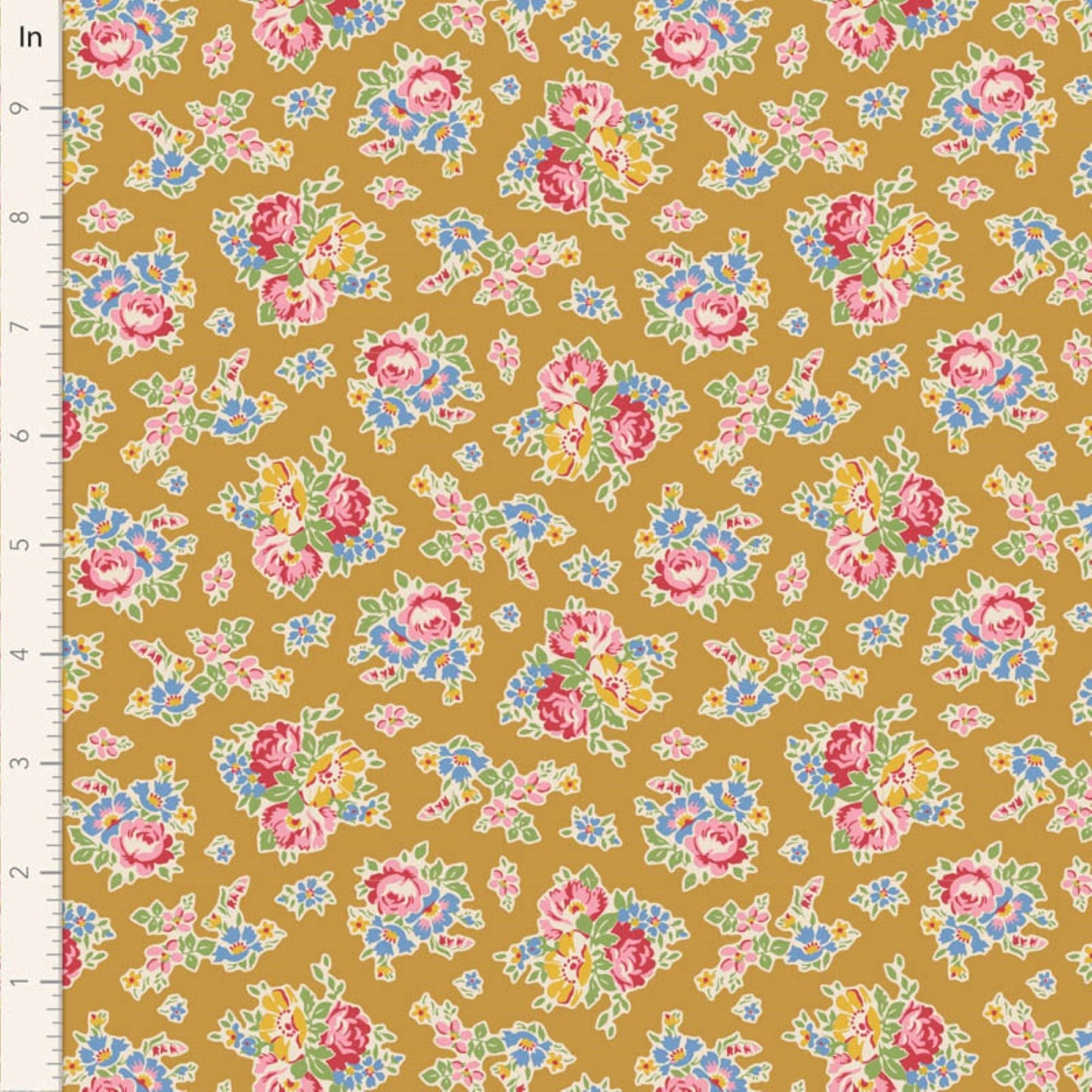 Tilda Jubilee and Farm Flowers floral mustard yellow and pink bundle 7 Fat 16's cotton quilt fabric