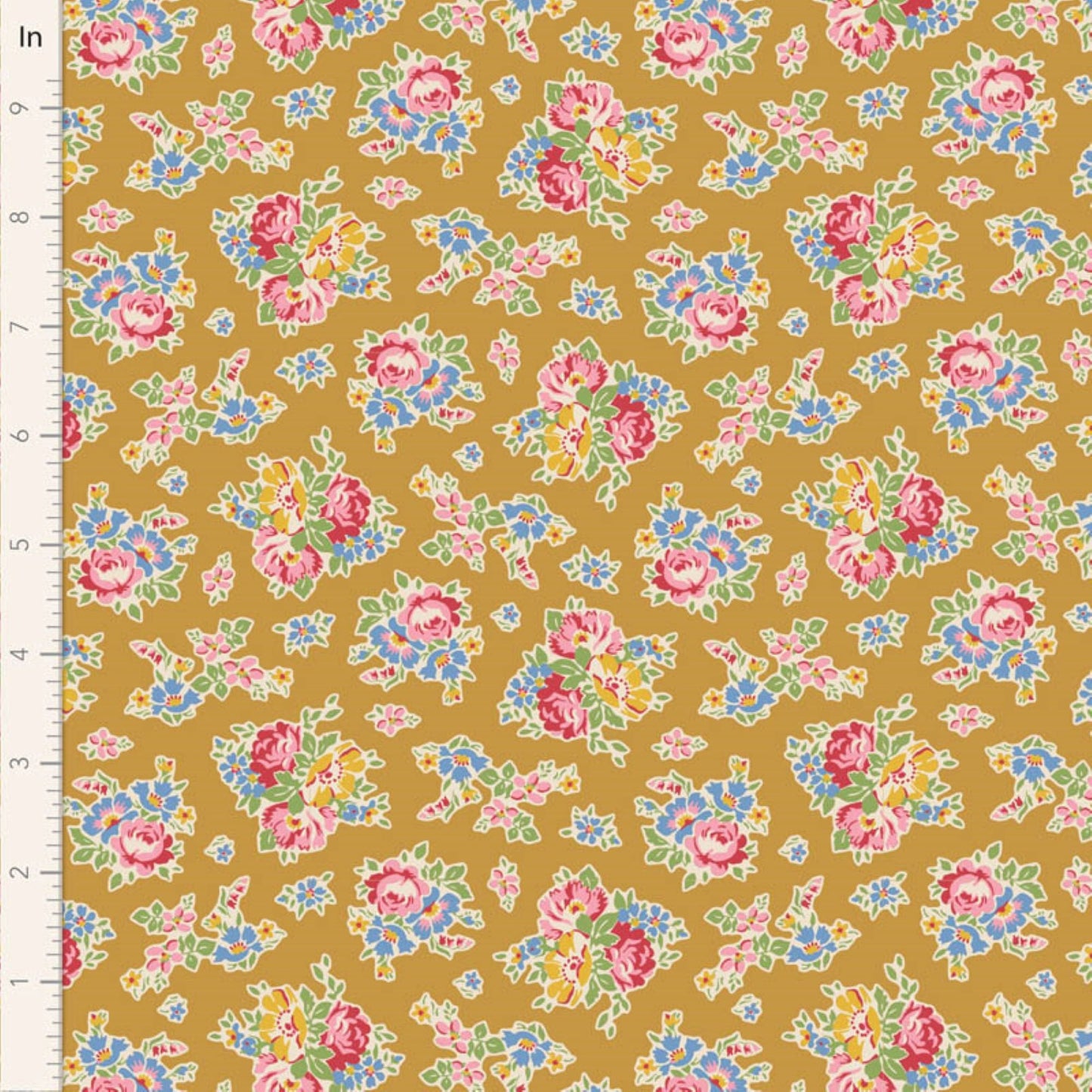 Tilda Jubilee and Farm Flowers floral mustard yellow and pink bundle 7 Fat Eighths cotton quilt fabric