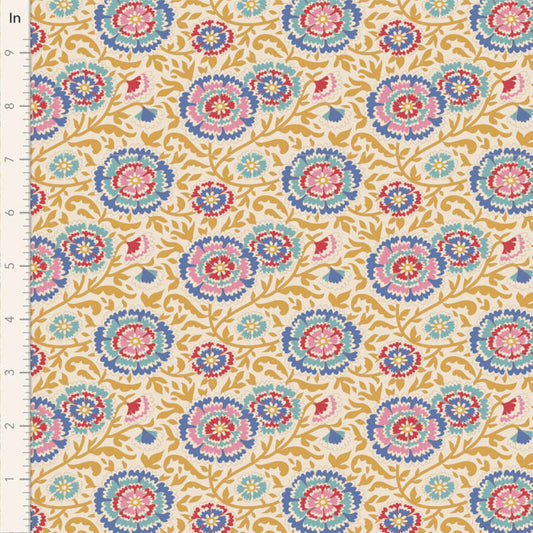 Tilda Jubilee Elodie mustard floral cotton quilt fabric by the FQ + More